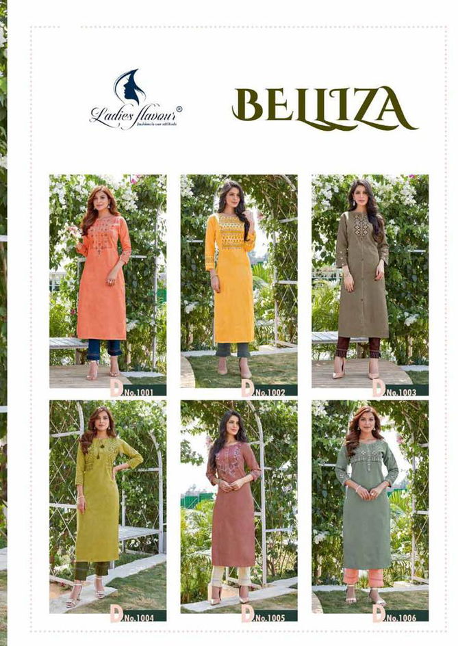 Belliza By Ladies Flavour 1001-1006 Embroidery Kurtis With Bottom